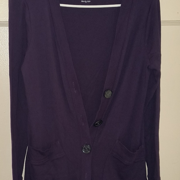 GAP Button Down Long Sleeve Purple Cardigan Knit Sweater Women's Size Medium - Picture 3 of 3